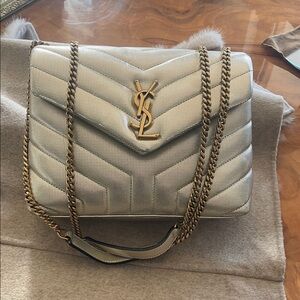 Yves Saint Laurent Metallic Soft gold Chevron Shoulder Bag